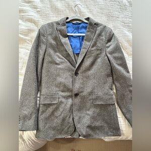 J Lindeberg Mens Hopper Soft Patch Slim Fit Tweed Blazer Jacket Black Size 48R